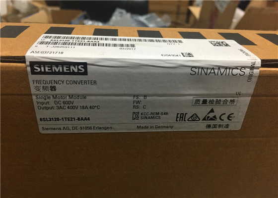 Veranderlijke de Frequentieomschakelaar SINAMICS S120 van Siemens 6SL3120-1TE21-8AA4